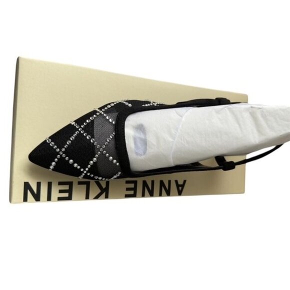 Anne Klein Womens Black Iheart Mesh Slingback Kitten Heels Sz 7.5 New - Picture 3 of 10